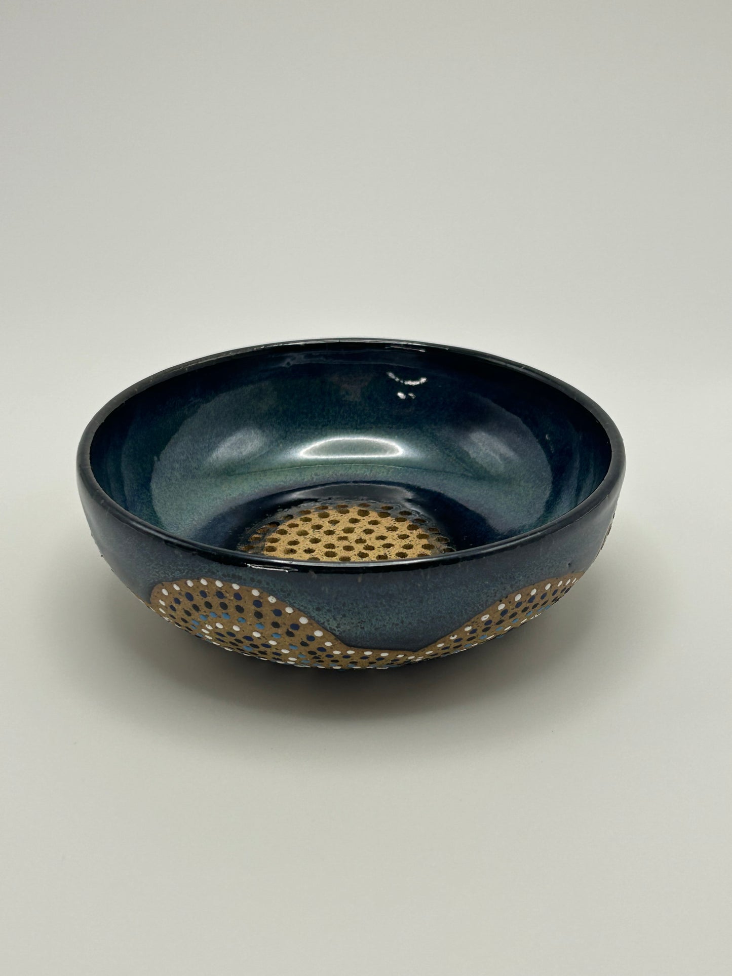 Blue circles garlic bowl