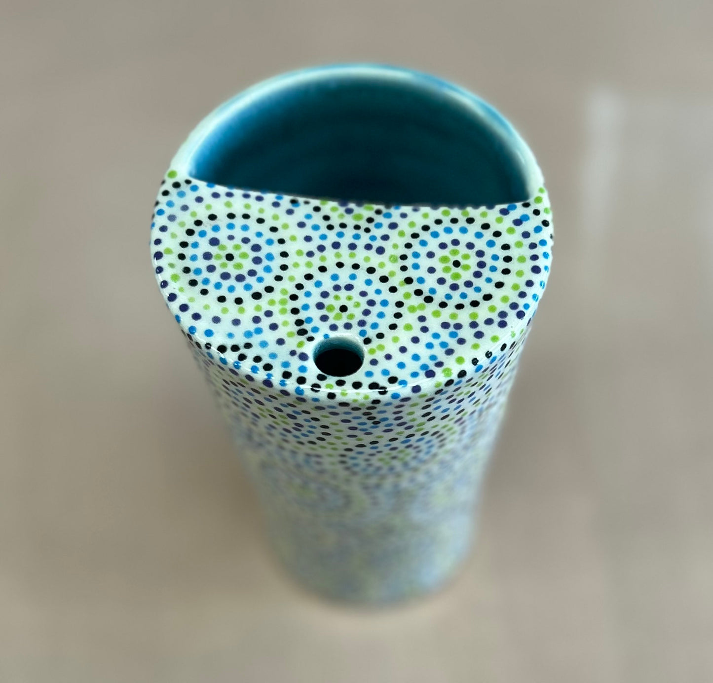 Blue and green circles travel tumbler