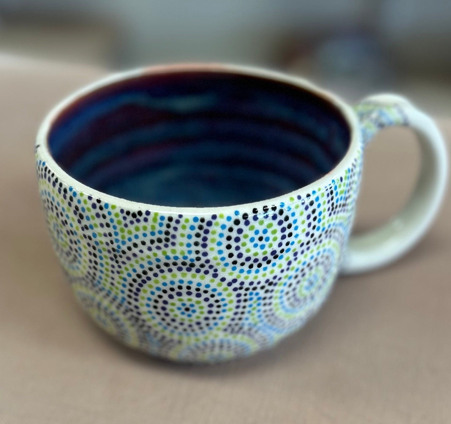 Blue and green circles soup mug