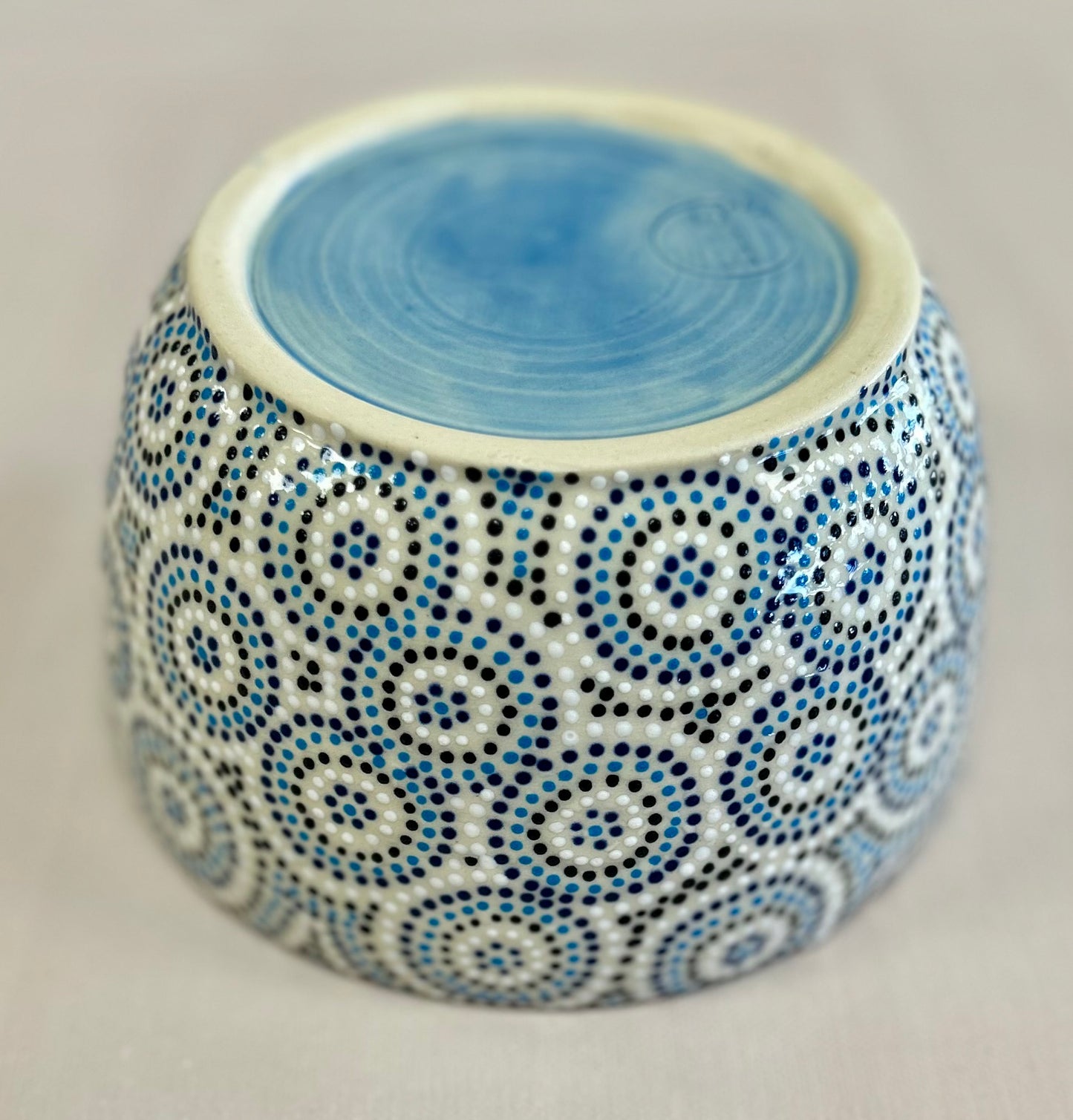 Blue circles cereal bowl