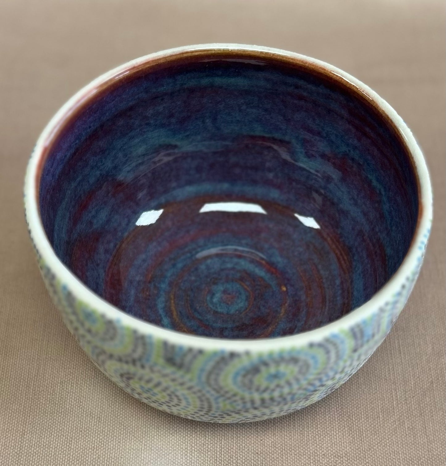 Blue and green circles cereal bowl