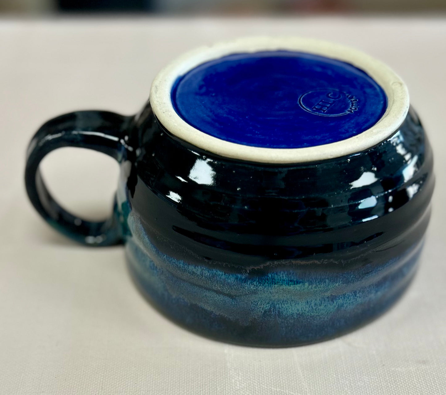 Blue soup mug