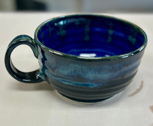 Blue soup mug