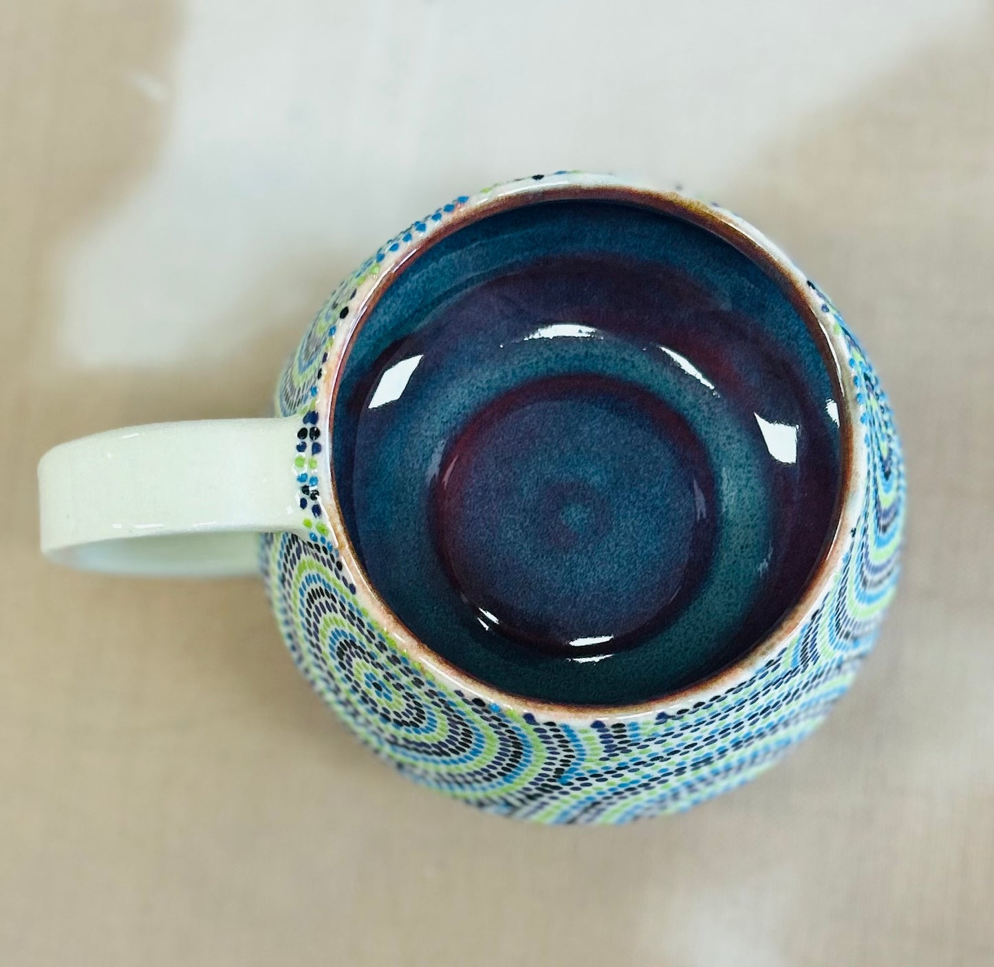 Blue and green circles cappuccino mug