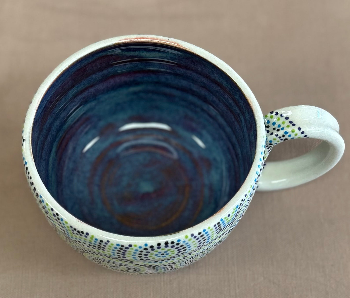 Blue and green circles soup mug