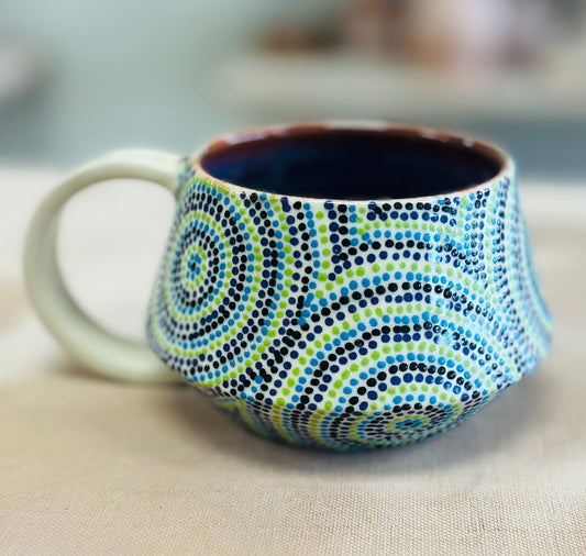 Blue and green circles cappuccino mug