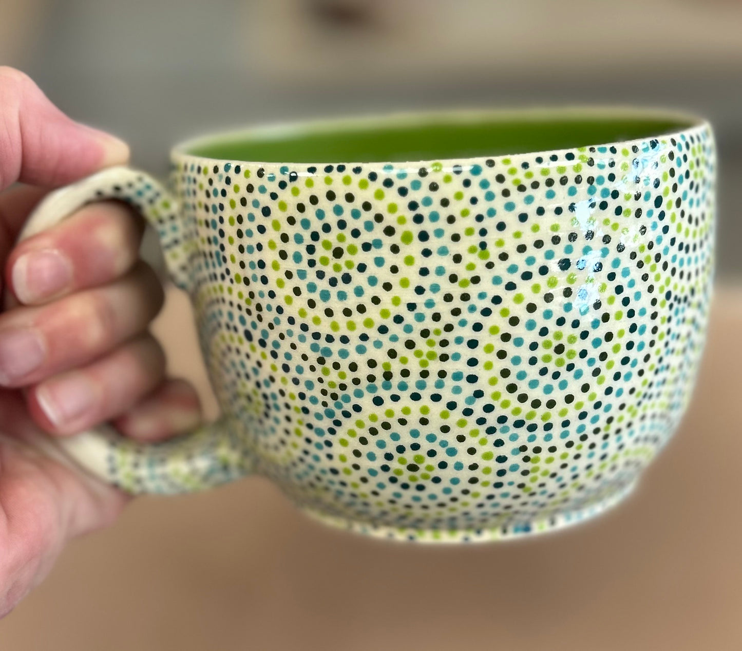 Green circles soup mug