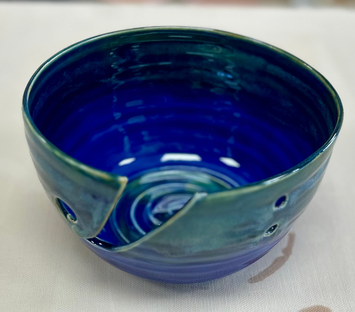 Blue and green yarn bowl