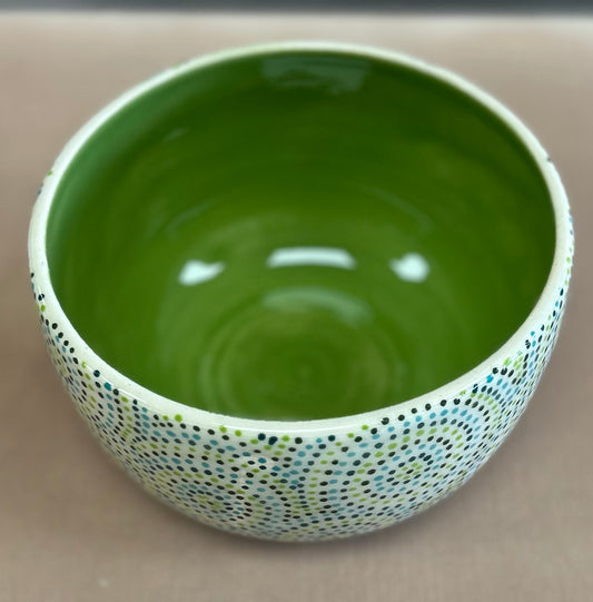 Green circles cereal bowl