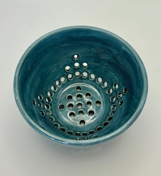 Teal oil spot berry bowl
