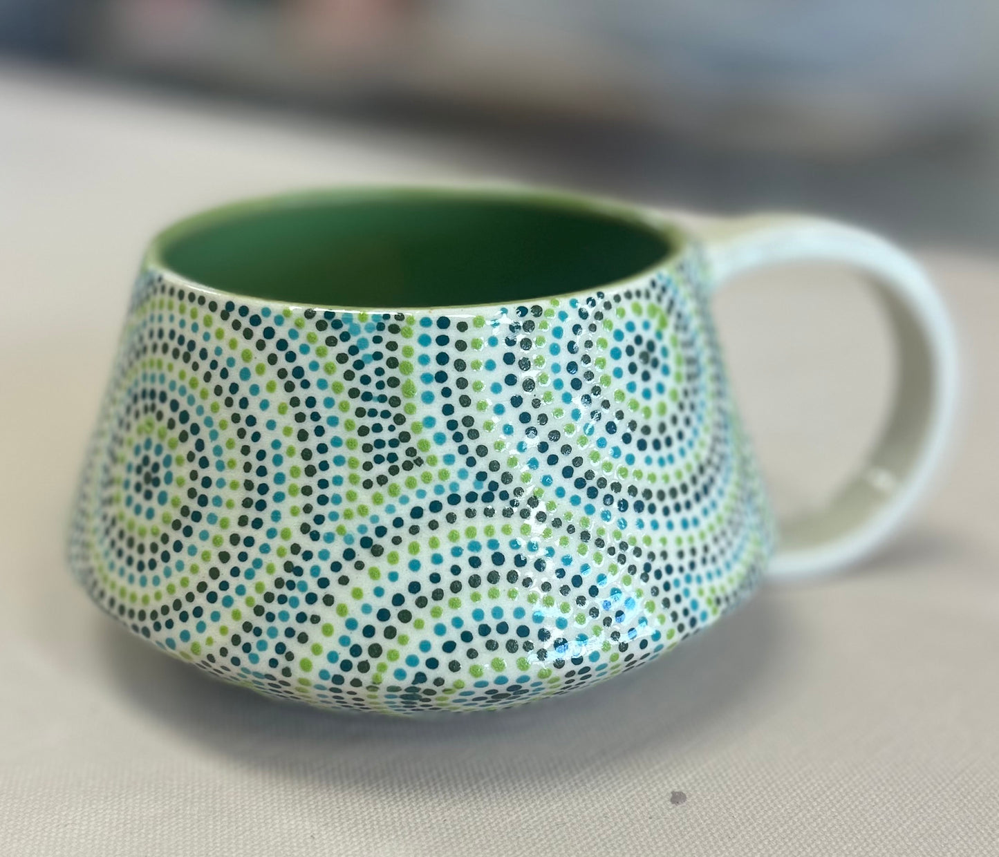 Green Circles Cappucino mug